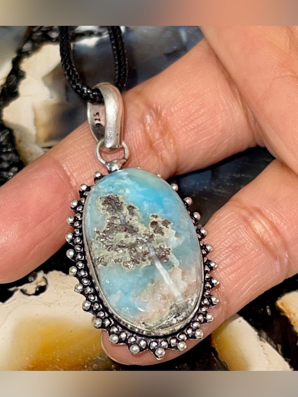 DR Caribbean Larimar Pendant 2”